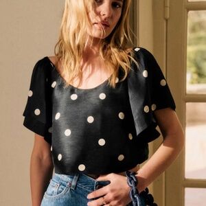 Sezane Curly Polkadot Blouse